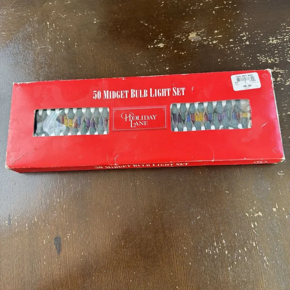 Vintage Christmas Lights 1995 Holiday Lane 50 Midget Bulb Set Unused Tested